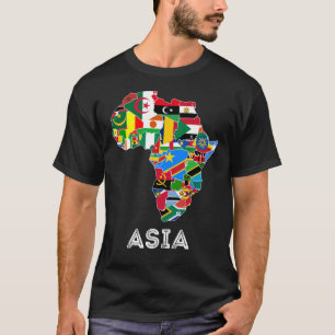 Africa Continent Map Vlaggen Funny Asia Label T-shirt