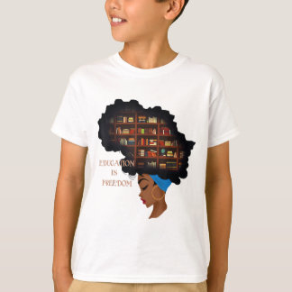 Africa Education is Freedom Library Book Black T-shirt