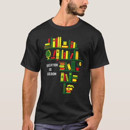 Africa Education Is Freedom Library Book Lover Bla T-shirt (Voorkant)