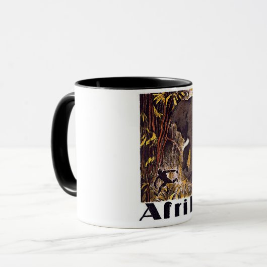 Africa Elephant Vintage Poster Mok (Voorkant links)