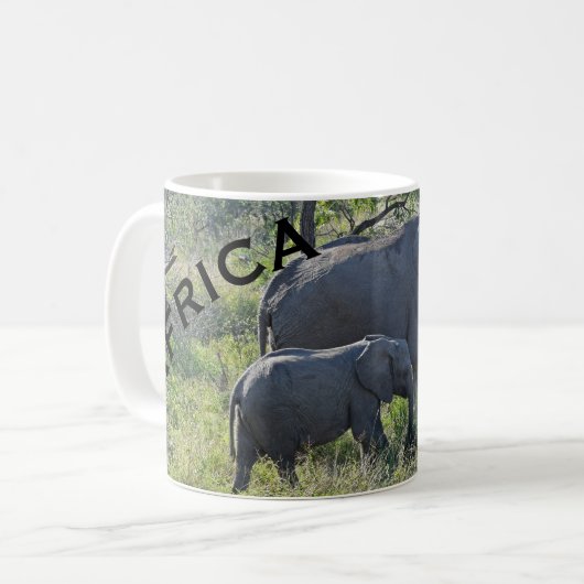 Africa Elephants Moeder Elephant en Baby Koffiemok (Voorkant links)