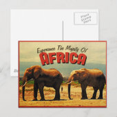 Africa Elephants Vintage Travel Briefkaart (Voorkant / Achterkant)