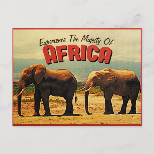 Africa Elephants Vintage Travel Briefkaart (Voorkant)
