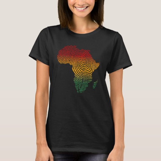 Africa Fingerprint African Flag Black Pride DNA Af T-shirt (Voorkant)