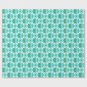 Africa Kente White Aqua Blauwgroen Blue Gold Diamo Cadeaupapier (Vlak)