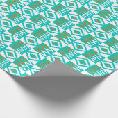Africa Kente White Aqua Blauwgroen Blue Gold Diamo Cadeaupapier (Hoek)