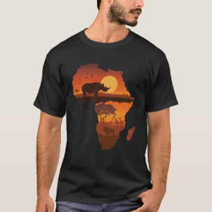 Africa Lion Rhino Kaart Dieren Big Five Safari T-shirt