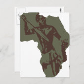 Africa Map African Warrior Artwork Briefkaart (Voorkant / Achterkant)