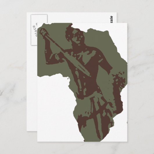Africa Map African Warrior Artwork Briefkaart (Voorkant / Achterkant)