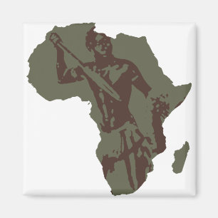 Africa Map African Warrior Artwork Magneet
