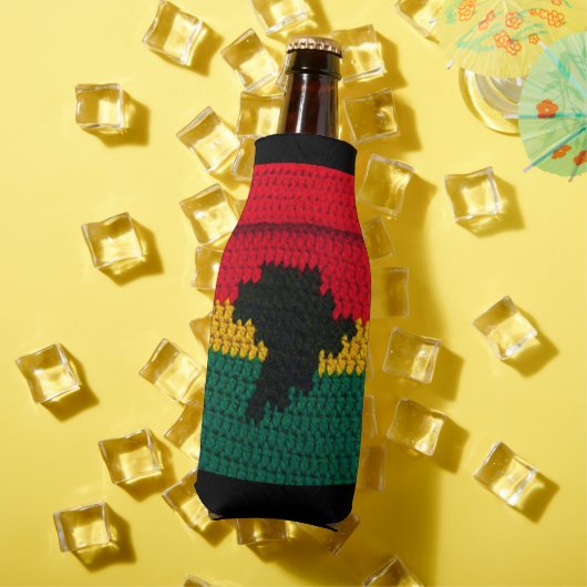 Africa Map Black Red Gold Green African Crochet Flesjeskoeler (Insitu Zomer)