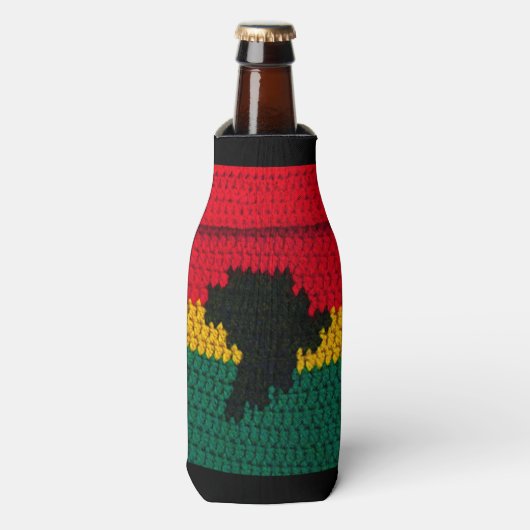 Africa Map Black Red Gold Green African Crochet Flesjeskoeler (Fles Voorkant)