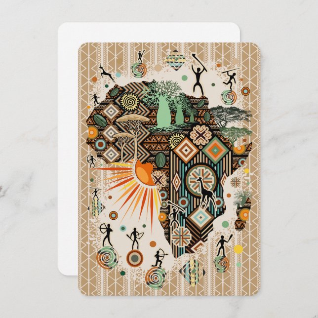 Africa Map Decorative Tribal Elements Pattern (Voorkant / Achterkant)