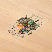 Africa Map Decorative Tribal Elements Pattern Acryl Uitnodigingen (Laagn)