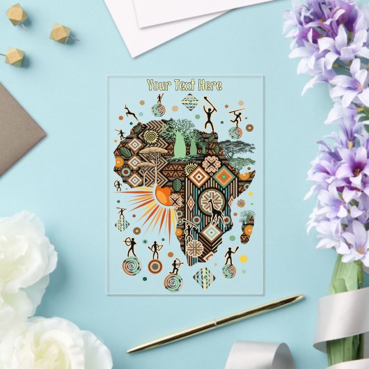 Africa Map Decorative Tribal Elements Pattern Acryl Uitnodigingen (Insitu (Huwelijk))