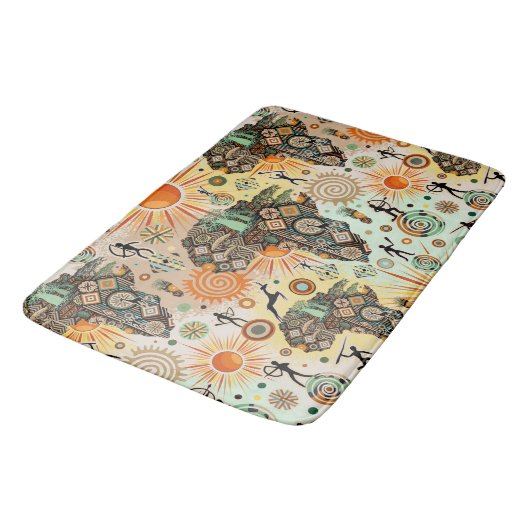Africa Map Decorative Tribal Elements Pattern Badmat (Gekanteld)