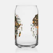 Africa Map Decorative Tribal Elements Pattern Blikvorm Glas (Rechts)