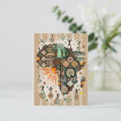Africa Map Decorative Tribal Elements Pattern Briefkaart (Staand voorkant)