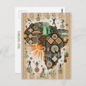 Africa Map Decorative Tribal Elements Pattern Briefkaart (Voorkant / Achterkant)