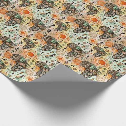 Africa Map Decorative Tribal Elements Pattern Cadeaupapier (Hoek)
