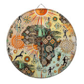 Africa Map Decorative Tribal Elements Pattern Dartbord (Voorkant)