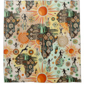 Africa Map Decorative Tribal Elements Pattern Douchegordijn (Voorkant)