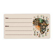Africa Map Decorative Tribal Elements Pattern Etiket (Voorkant)