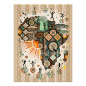 Africa Map Decorative Tribal Elements Pattern Foto Afdruk (Voorkant)