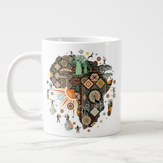 Africa Map Decorative Tribal Elements Pattern Grote Koffiekop (Links)