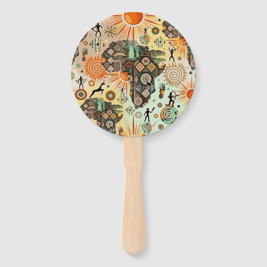 Africa Map Decorative Tribal Elements Pattern Handwaaier (Voorkant)