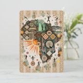 Africa Map Decorative Tribal Elements Pattern Kaart (Staand voorkant)