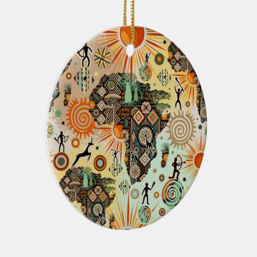 Africa Map Decorative Tribal Elements Pattern Keramisch Ornament (Rechts)