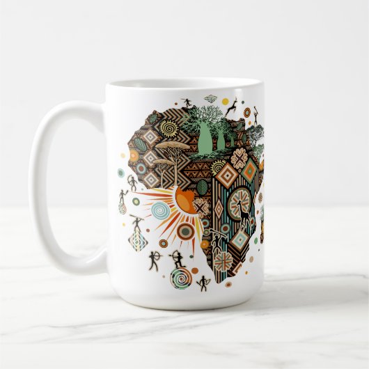 Africa Map Decorative Tribal Elements Pattern Koffiemok (Links)