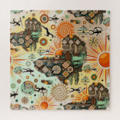 Africa Map Decorative Tribal Elements Pattern Legpuzzel (Horizontaal)