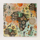 Africa Map Decorative Tribal Elements Pattern Legpuzzel (Verticaal)