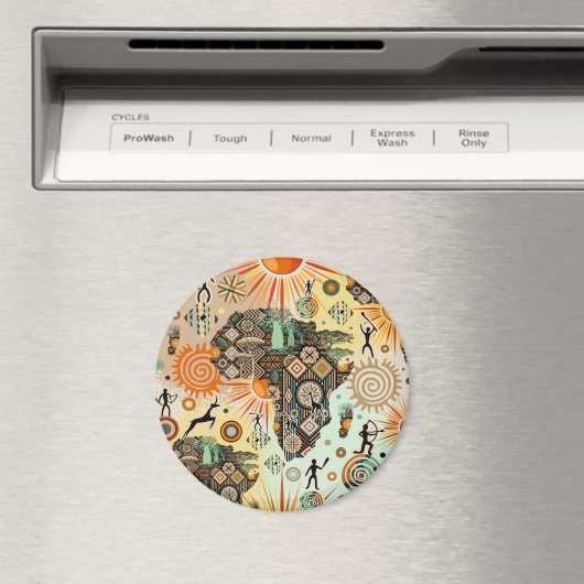 Africa Map Decorative Tribal Elements Pattern Magneet (Insitu (Vaatwasser))