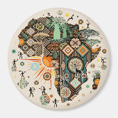 Africa Map Decorative Tribal Elements Pattern Magneet (Voorkant)