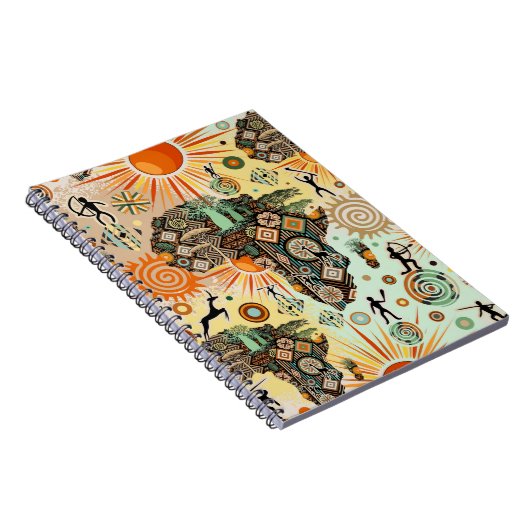 Africa Map Decorative Tribal Elements Pattern Notitieboek (Rechterzijde)