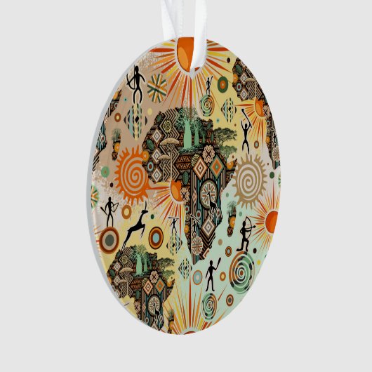 Africa Map Decorative Tribal Elements Pattern Ornament (voorkant)