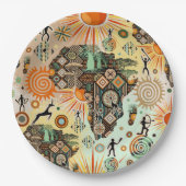 Africa Map Decorative Tribal Elements Pattern Papieren Bordje (Voorkant)