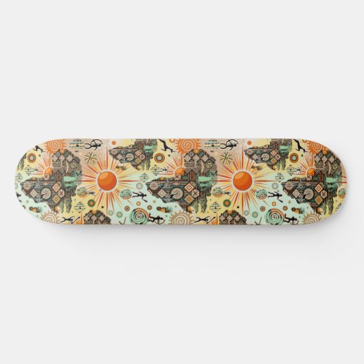 Africa Map Decorative Tribal Elements Pattern Persoonlijk Skateboard (Horizontaal)