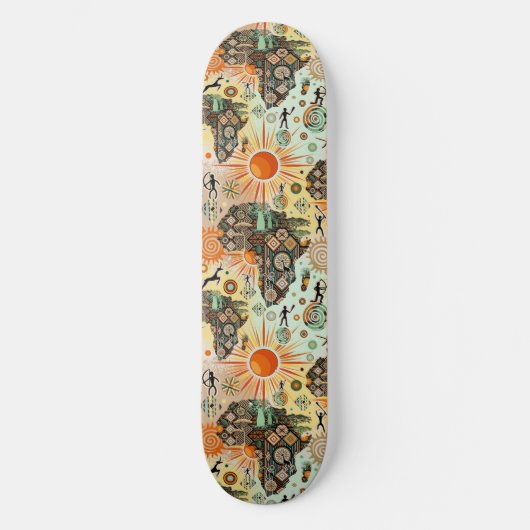 Africa Map Decorative Tribal Elements Pattern Persoonlijk Skateboard (Voorkant)