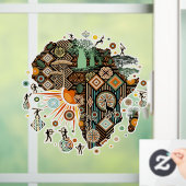 Africa Map Decorative Tribal Elements Pattern Raamsticker (Huis)