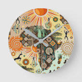 Africa Map Decorative Tribal Elements Pattern Ronde Klok (Voorkant)