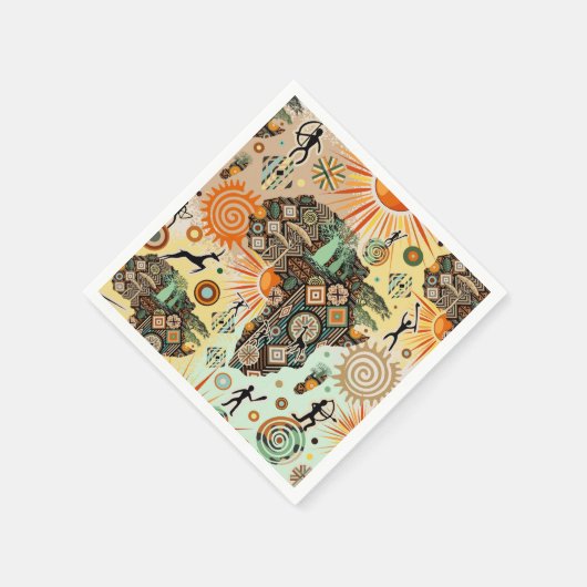Africa Map Decorative Tribal Elements Pattern Servet (Hoek)