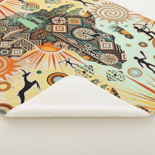 Africa Map Decorative Tribal Elements Pattern Sherpa Deken (3/4)
