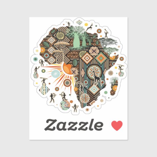 Africa Map Decorative Tribal Elements Pattern Sticker (Vel)