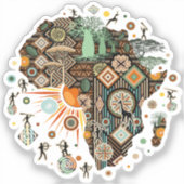 Africa Map Decorative Tribal Elements Pattern Sticker (Voorkant)