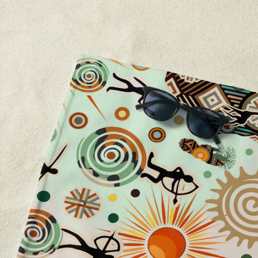 Africa Map Decorative Tribal Elements Pattern Strandlaken (In situ)