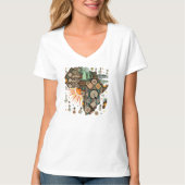 Africa Map Decorative Tribal Elements Pattern T-shirt (Voorkant)